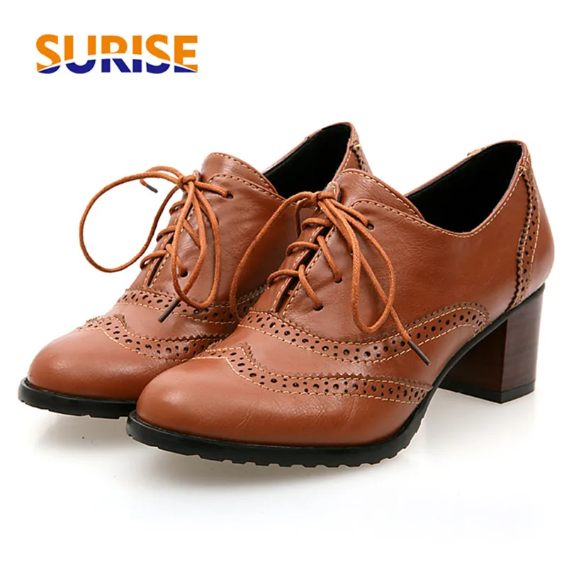British Women Oxfords High Blo - Oxford Lace Up Women ulasan dan harga