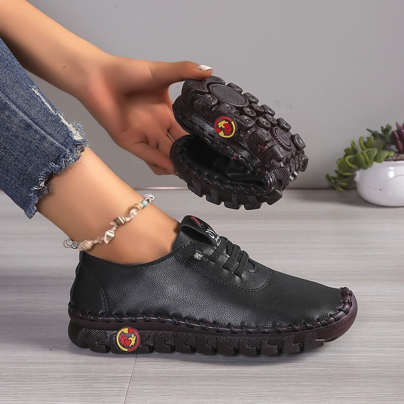 Women Leather Casual Shoes Lac - Oxford Lace Up Women ulasan dan harga