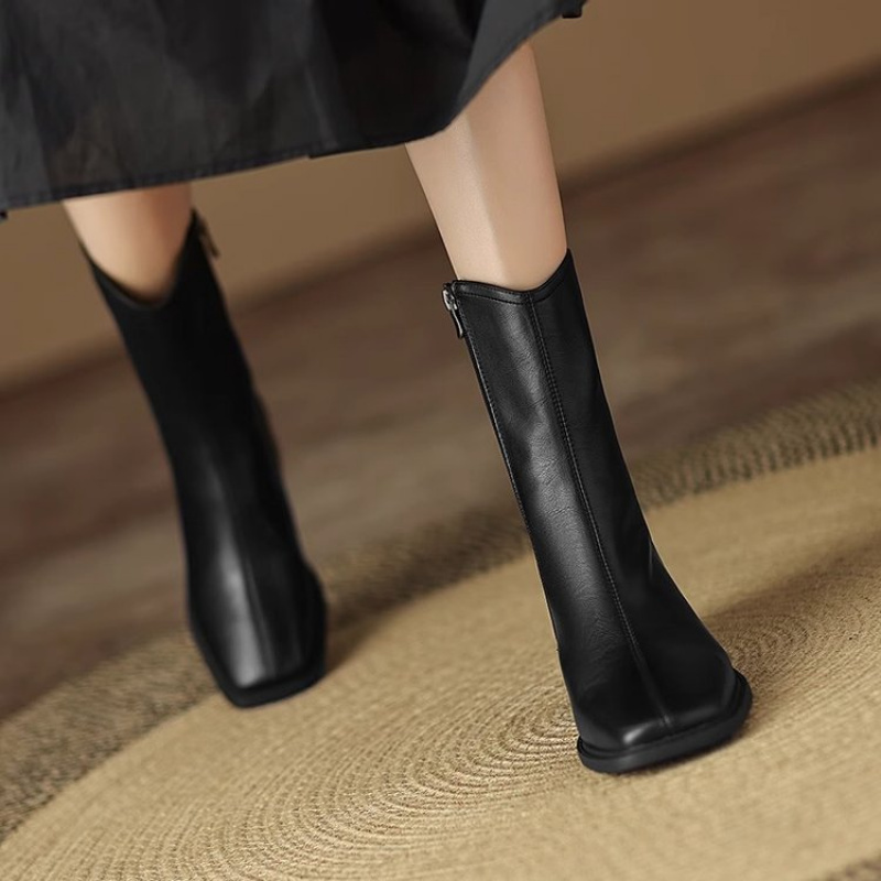 Women Square Toe Leather Ankle - Sock Boot Women ulasan dan harga